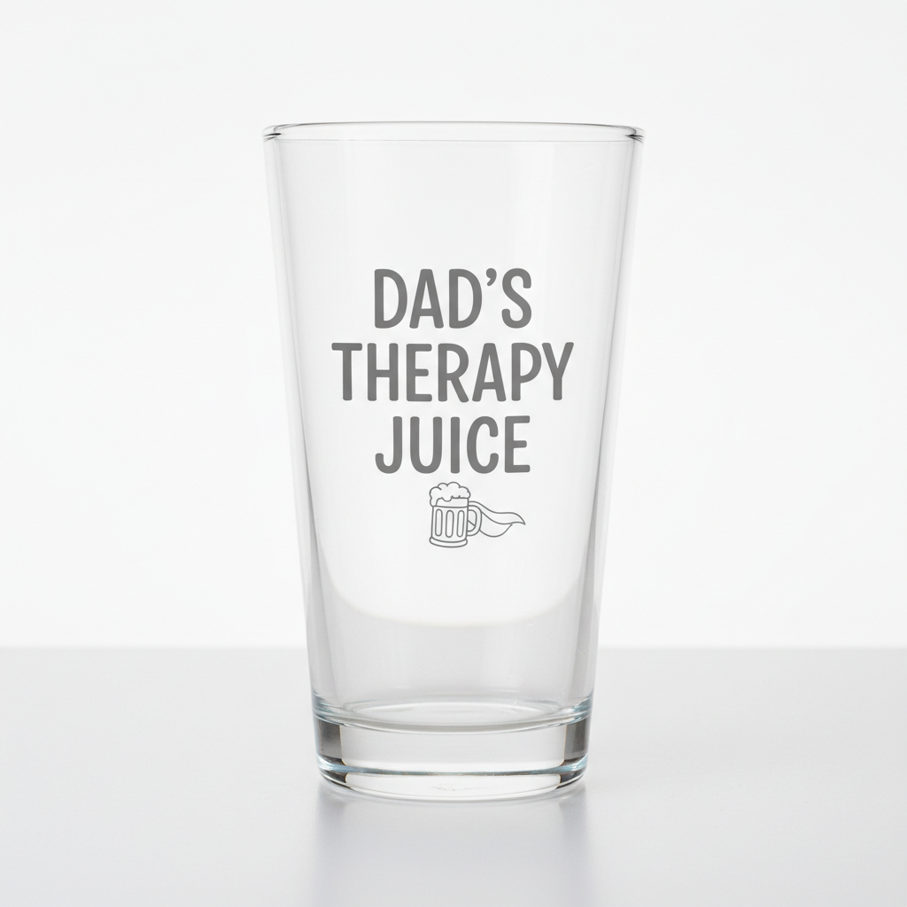 Dad beer pint glass with funny engraving on white background
