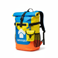 Bright coloured waterproof dry bag on white background