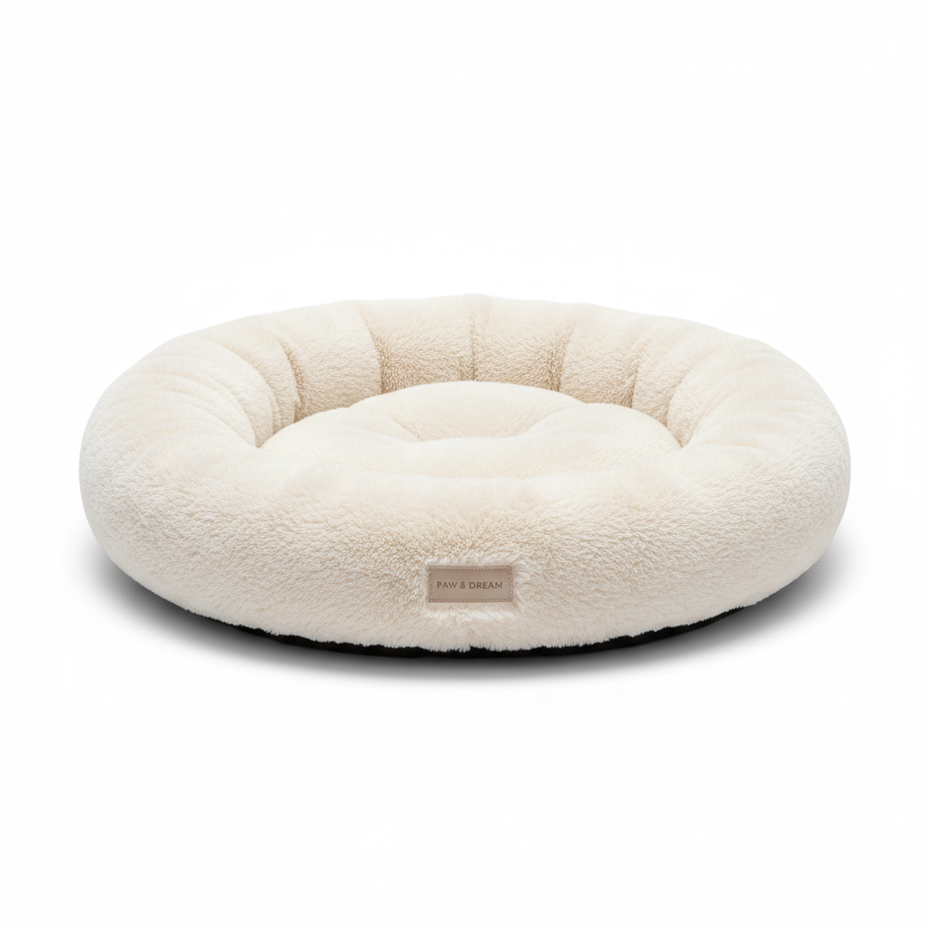 Soft plush donut dog bed product shot