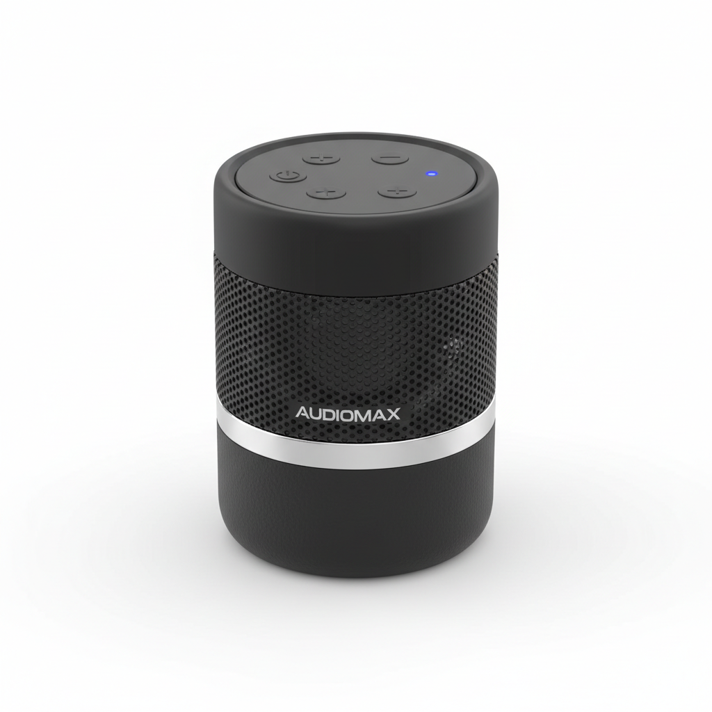 Compact portable bluetooth speaker on white background