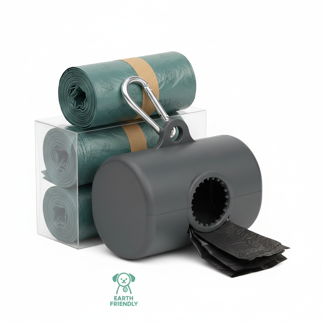 Dog poop bag dispenser with biodegradable bags