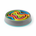 Colourful slow feeder dog bowl with maze pattern