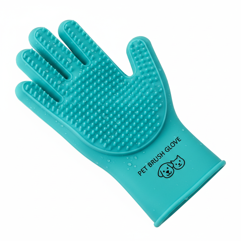 Silicone pet grooming glove for dogs and cats