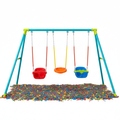 Colourful kids garden swing set on white background